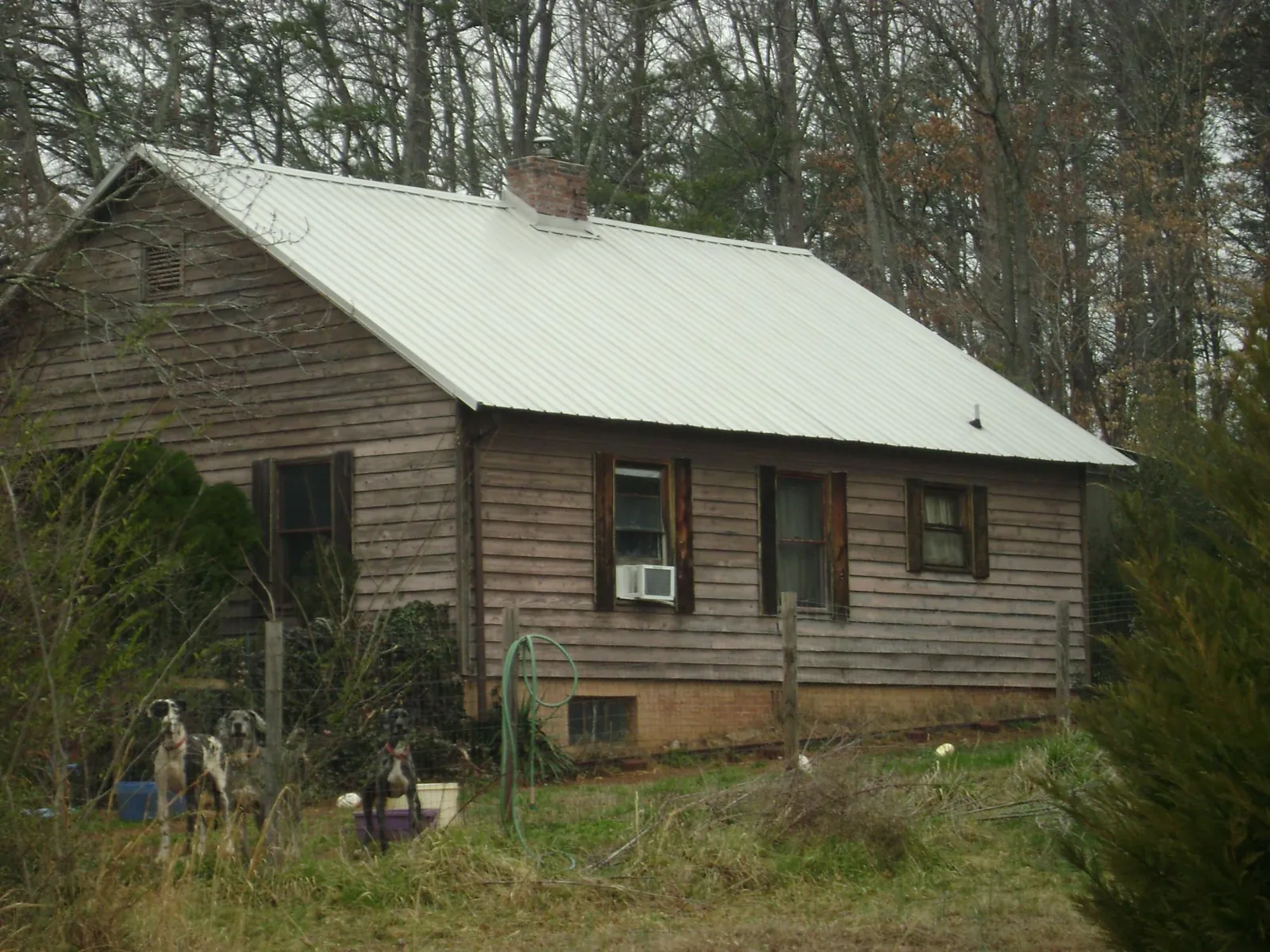 White metal roof on an old wood sided farmhouse, from a Asphalt Shingle Roof Repair job in Grafton